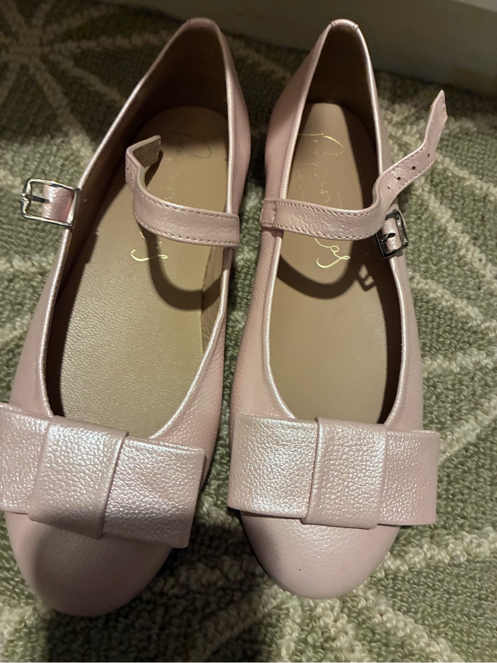 Girls papanatas leather bow Mary Jane flats